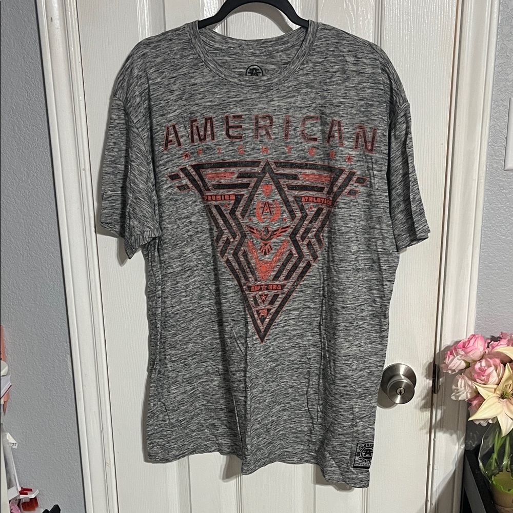 American Fighter Gray Short-Sleeve Tee with Red Graphic